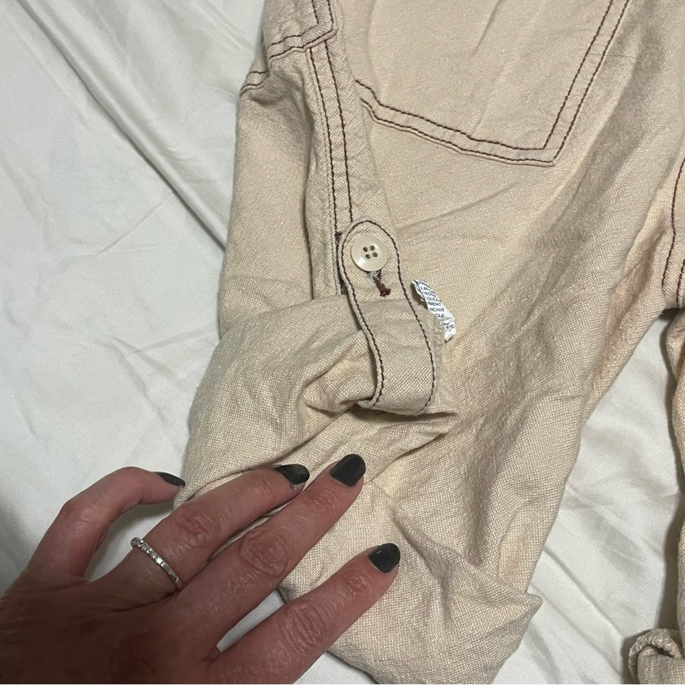 Prana ivory rollup cargo long hiking cotton linen shorts S - Picture 6 of 8
